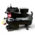 Front-angled view of a used Copeland 3DR3A-100E-TFC 10 HP compressor, 3 phase 208-230 volt, showing the black cast housing, the blue "Copeland Discus" nameplate, a copper discharge line extending to the right, and a red inventory tag reading "448" with a yellow service tag beside it.