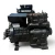 Front-on view of the used Copeland 9RC1-101-TFC 10 HP compressor (3 phase 208-230 volt) showing the Emerson Copeland nameplate, "001-0046" cast into the housing, an oil sight glass at lower right, and mounting feet on both sides.