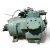 Front-on symmetric view of the used Carlyle 06DM3376DC367 10 HP compressor with the terminal box centered on top showing a bundle of multicolored wire leads, an oval bolted valve cover plate on the front face, and a small pressure fitting at front right.
