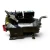 Front-right three-quarter view of the used Copeland 3DF3-R15ML-TFC 12 HP compressor, showing an olive-toned housing, the "Copeland Discus" spec label with model and rating table, and a yellow "Add Oil to Compressor" tag wired to the shaft-end valve.