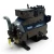 Front view of a used Copeland 3DK3-R15ME-TFC 12 HP compressor (3 phase 208-230 volt), black semi-hermetic housing with a "Copeland Copelametic" nameplate, a red round inventory tag numbered "608" wired to the valve bonnet, and a foil-capped fitting on the right side.