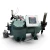 Close front-right view of the used Carlyle 06EZ450-370 15 HP compressor (3 phase Dual Voltage), showing the red "35" inventory tag, flexible conduit looping to the terminal box, and scuffing and dust on the sage-green housing consistent with used condition.