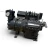 Angled front-right view of the used Copeland 6DF3-F11ME-TSK 30 HP compressor, 3 phase Dual Voltage, black finish, showing a small CoreSense electronic module mounted on the right side, an "Attention" caution label on the cylinder head, and a foil-capped service valve.