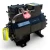 Front view of a used Copeland 2DA3-F23KE-TFC 6 HP Discus compressor, 3 phase 208-230 volt, showing the Emerson Copeland Discus nameplate and a yellow "Add Oil To Compressor" tag.