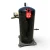 Front-left close-up view of the used Copeland ZB45KCE-TFD 6 HP scroll compressor showing the "TFD-965" model label, a blue overload sensor, a foil-wrapped fitting, and a folded metal shield near the valves.