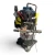 Front-right view of a used Copeland ZBD45KCE-TF5 6 HP scroll compressor (3 phase 208-230 volt), a black cylindrical shell with a yellow "add oil to compressor" tag hanging from the top and foil-wrapped copper fittings on the left.