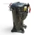 Front-right view of a used Copeland ZF18KVE-TFD 6 HP scroll compressor (3 phase 460 volt), showing a rust-mottled top shell, a rusted bent copper line, the terminal box, and a red inventory tag with a coiled sensor cable at the top.