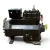 Three-quarter front-right view of a used Copeland 3DEH-R10ML-TFD 7.5 HP compressor, 3 phase 460 volt, with a black housing, blue Copeland Discus nameplate, and a red round inventory tag hanging near the top valve, plus a yellow tag hanging below.