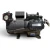 Front view of the used Copeland 6DJN-F11ME-TSK 30 HP compressor, 3 phase Dual Voltage, showing the gray "Copeland" Danger terminal box centered between the two cylinder banks and a yellow tag on the right valve.