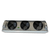 Straight-on view of the used Climate Control CML-330CSCH2A evaporator showing the three open wire-grille fans and inventory tag.