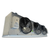 Front-left view of a used Climate Control CML-330CSCH2A evaporator #3044, a gray fan coil unit with three open wire-grille fans, a Beacon II defrost control, and inventory tag #3044.
