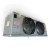 Front-left view of a used RDI LSF-090BK evaporator #3049, a gray fan coil unit with two round black-grille fans and an RDI Refrigeration Systems label.