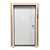 White door with stainless steel hinges and latch as part of a walk-in cooler or freezer