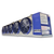 Blue/gray evaporator with five fans front side view showing labels.