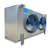 Silver evaporator with two fans front side view showing labels.