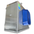 Silver evaporator with one fan front side view showing labels.