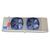 Silver/blue evaporator with two fans front view.