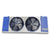 Blue/gray evaporator with two fans front view.
