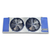 Blue/gray evaporator with two fans front view.