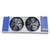 Blue/gray evaporator with two fans front view.