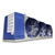 Blue/gray evaporator with three fans front side view showing labels.