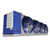 Blue/gray evaporator with four fans front side view showing labels.