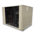 Beige condensing unit with side front view showing labels.