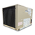 Beige condensing unit backside view.