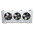 Silver evaporator with three fans front view.