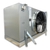 Silver evaporator with one fan front side view showing labels.