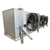 Silver evaporator with three front side view showing labels.