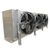 Silver evaporator with three fans front side view showing labels.