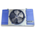 Blue and gray evaporator unit with a side front view