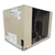 Beige condensing unit front side view showing labels.