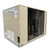 Gray condensing unit front side view showing labels.