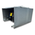 Gray condensing unit front side view showing labels.