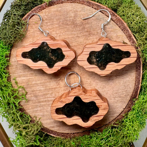 Cloud Moss Jewelry Set Oak - Earrings and Pendant Necklace Cloud Moss Jewelry Set Oak - Earrings and Pendant Necklace
