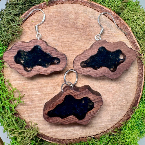 Cloud Moss Jewelry Set Walnut - Earrings and Pendant Necklace Cloud Moss Jewelry Set Walnut - Earrings and Pendant Necklace