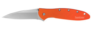 Kershaw 1660OR Leek  3" Folding Drop Point Plain Bead Blasted 14C28N Steel Blade Orange Anodized Aluminum Handle Includes Pocket Clip                                                                    (9MOOJ)