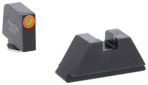 AmeriGlo GL511 Optic Compatible Sight Set for Glock  XL Tall Green Tritium Orange Outline Front Sight-Green Tritium Black Rear Sight (LU0Y3)