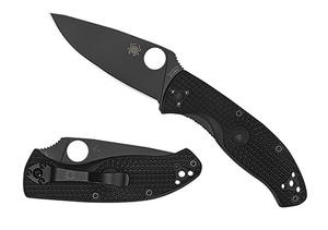 Spyderco C122PBBK Tenacious Lightweight 3.39 Folding Plain Black Oxide 8Cr13MoV SS BladeBlack BiDirectional Texturing FRN Handle Includes Pocket Clip (PD70J)