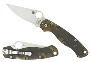 Spyderco C81GPCMOBK2 Para Military 2  3.44" Folding Drop Point Plain Black CPM S30V SS Blade Digital Camo G10 Handle Includes Pocket Clip                                                                (WJTA2)