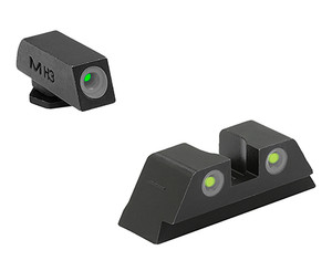 Meprolight USA 102223201 Tru-Dot  Green Tritium White Outline Front Sight-Yellow Tritium White Outline Rear Sight Glock 10 MM/.45ACP (BRN5Z)