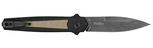 Kershaw  Launch 15 Full Size 3.50" Folding Spear Point Plain Black Oxide Blackwash CPM MagnaCut Steel Blade/Black Anodized w/Tan Canvas Aluminum w/Micarta Inserts Handle Includes Pocket Clip           (RQDRE)