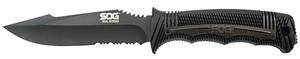S.O.G SOGSS1003CP Seal Strike 4.90" Fixed Clip Point Part Serrated AUS-8A SS Blade Black Textured GRN/SS Handle Includes Belt Clip/Sheath                                                                (PSYU7)