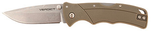 Cold Steel CSFLC3SPSSFDEZ Verdict  3" Folding Spear Point Plain Stonewashed 4116 SS Blade/Brown GFN Handle Includes Belt Clip                                                                            (SFOM0)