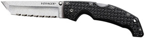 Cold Steel CS29AXC Voyager  XL 5.50" Folding Clip Point Plain AUS-10A SS Blade Black Griv-Ex w/Aluminum Liners Handle Includes Pocket Clip                                                               (0XLGV)