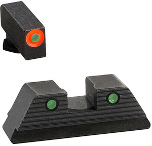 AmeriGlo GL816 Trooper Sight Set for Glock  Green Tritium Orange Outline Front Sight-Green Tritium Black Outline Rear Sight (YG5ZG)