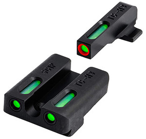 TruGlo TG13SG4A TFX  Black | Green Tritium & Fiber Optic White Outline Front Sight Green Tritium & Fiber Optic Rear Sight (P1F6S)