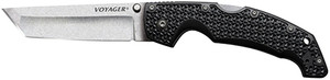 Cold Steel CS29AT Voyager  Large 4" Folding Tanto Plain AUS-10A SS Blade Black Griv-Ex w/Aluminum Liners Handle Includes Pocket Clip                                                                     (RF88T)